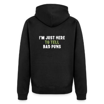 Je suis juste là pour dire aux mauvais jeux de mots la fête des pères - Veste à capuche bio Premium Unisexe - noir - Dos - Nico (187cm)