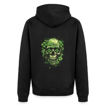 Shamrock Skull Skull Shamrock - Unisex Premium Organic Zip Hoodie - black - Back - Nico (187cm)