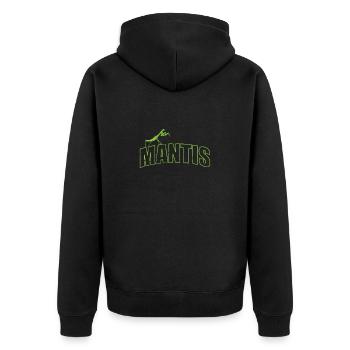 Mantis Insekt auf der Schrift - Unisex Premium Bio Zip Hoodie - Schwarz - Hinten - Nico (187cm)
