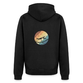 Gottesanbeterin im Farbverlauf - Unisex Premium Bio Zip Hoodie - Schwarz - Hinten - Nico (187cm)