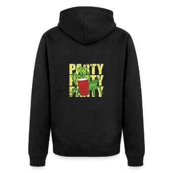 Party Gottesanbeterin mit Drink - Unisex Premium Bio Zip Hoodie - Schwarz - Hinten - Nico (187cm)