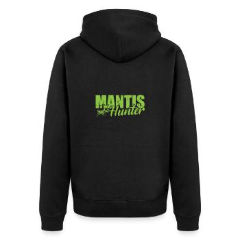 Mantis Hunter - Unisex Premium Bio Zip Hoodie - Schwarz - Hinten - Nico (187cm)
