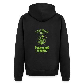 I just really like praying Mantis - Unisex Premium Bio Zip Hoodie - Schwarz - Hinten - Nico (187cm)
