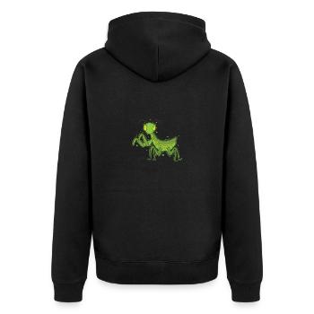 Gottesanbeterin grüne Schönheit - Unisex Premium Bio Zip Hoodie - Schwarz - Hinten - Nico (187cm)