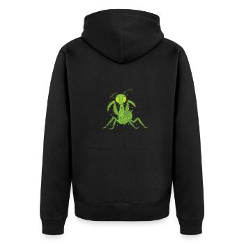 Gottesanbeterin Tier - Unisex Premium Bio Zip Hoodie - Schwarz - Hinten - Nico (187cm)