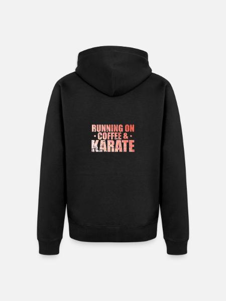 Running on Coffee & Karate - Unisex Premium Organic Zip Hoodie - black