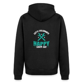 Let's Celebrate Happy Labor Day - Unisex Premium Bio Zip Hoodie - Schwarz - Hinten - Nico (187cm)
