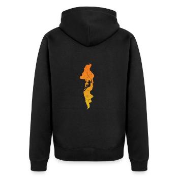 Bottleneck bouldering - Unisex Premium Organic Zip Hoodie - black - Back - Nico (187cm)