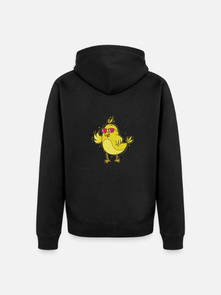 cool canary with sunglasses - Unisex Premium Organic Zip Hoodie - black
