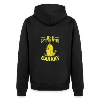 Life is Better with Canary Birds - Unisex Premium Organic Zip Hoodie - black - Back - Nico (187cm)