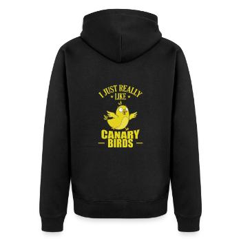 J’aime beaucoup les canaris - Veste à capuche bio Premium Unisexe - noir - Dos - Nico (187cm)