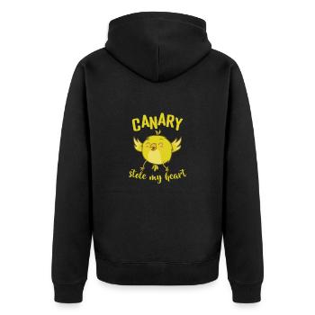 Canari volé mon coeur jaune oiseau mignon - Veste à capuche bio Premium Unisexe - noir - Dos - Nico (187cm)