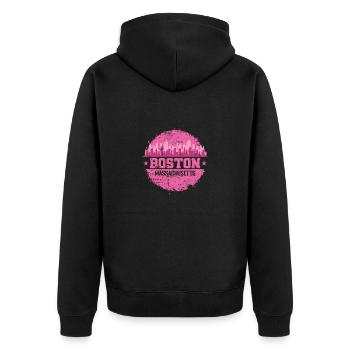 Boston, Massachusetts City in the United States - Unisex Premium Organic Zip Hoodie - black - Back - Nico (187cm)