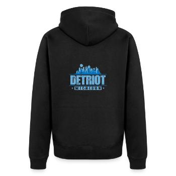 Detroit Michigan Stadt in den USA - Unisex Premium Bio Zip Hoodie - Schwarz - Hinten - Nico (187cm)