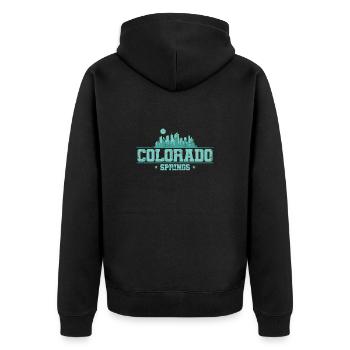 Colorado Springs Colorado Stadt in den USA - Unisex Premium Bio Zip Hoodie - Schwarz - Hinten - Nico (187cm)