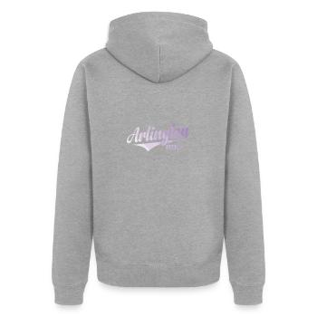 Arlington Stadt im Bundesstaat Kansas - Unisex Premium Bio Zip Hoodie - Grau meliert - Hinten - Nico (187cm)