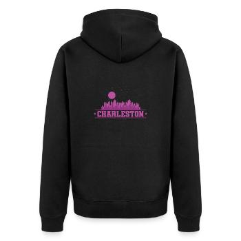 Charleston Stadt im Bundesstaat South Carolina - Unisex Premium Bio Zip Hoodie - Schwarz - Hinten - Nico (187cm)