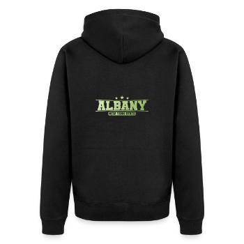 Albany Stadt im Bundesstaat New York - Unisex Premium Bio Zip Hoodie - Schwarz - Hinten - Nico (187cm)