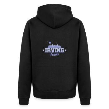Irving Texas Stadt in den USA - Unisex Premium Bio Zip Hoodie - Schwarz - Hinten - Nico (187cm)