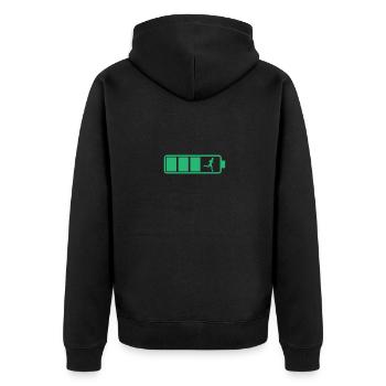 Landing the battery while jogging - Unisex Premium Organic Zip Hoodie - black - Back - Nico (187cm)