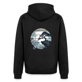 Bonsai Tree Japan Landscape Calmness Aesthetic - Unisex Premium Organic Zip Hoodie - black - Back - Nico (187cm)