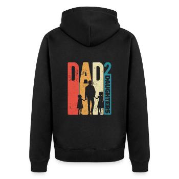 Dad High 2 Dad Daughters Retro Father's Day Gift - Unisex Premium Organic Zip Hoodie - black - Back - Nico (187cm)