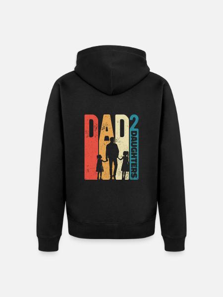 Dad High 2 Dad Daughters Retro prezent na Dzień Ojca - Ekologiczna rozpinana bluza z kapturem Premium unisex - czarny