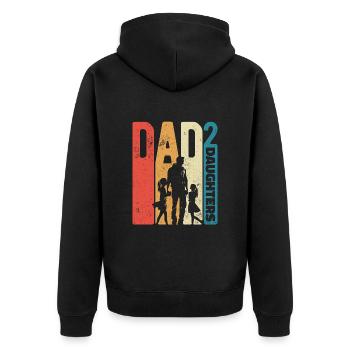 Papa Töchter Dad Hoch 2 Retro Vatertag Geschenk - Unisex Premium Bio Zip Hoodie - Schwarz - Hinten - Nico (187cm)
