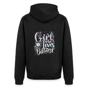 Fille qui aime le billard - Veste à capuche bio Premium Unisexe - noir - Dos - Nico (187cm)