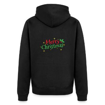 Merry Christmas Weihnachten - Unisex Premium Bio Zip Hoodie - Schwarz - Hinten - Nico (187cm)