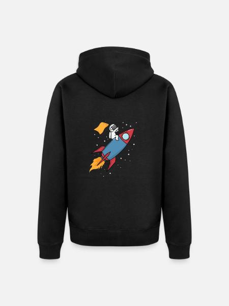 Astronaut on a rocket - Unisex Premium Organic Zip Hoodie - black