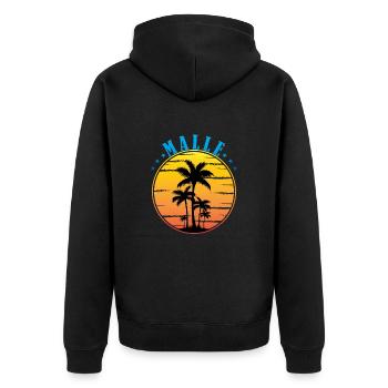 Malle im Urlaub - Unisex Premium Bio Zip Hoodie - Schwarz - Hinten - Nico (187cm)
