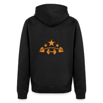 Fitness with dumbbells - Unisex Premium Organic Zip Hoodie - black - Back - Nico (187cm)