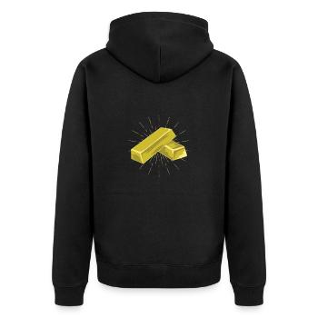 Barren aus Aurum Wertanlage - Unisex Premium Bio Zip Hoodie - Schwarz - Hinten - Nico (187cm)