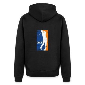 Golf Abschlag Eisen Trendsport Abschlag Golfball - Unisex Premium Bio Zip Hoodie - Schwarz - Hinten - Nico (187cm)