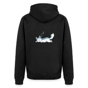 Husky ist faul Schlittenhund - Unisex Premium Bio Zip Hoodie - Schwarz - Hinten - Nico (187cm)