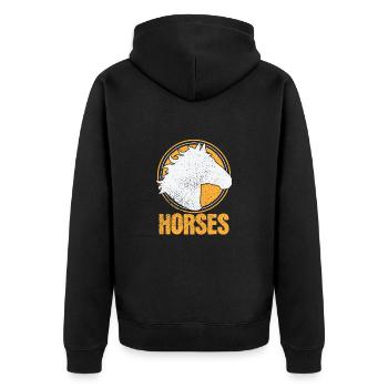Pferd mit Mähne "Horses" - Unisex Premium Bio Zip Hoodie - Schwarz - Hinten - Nico (187cm)