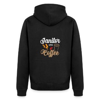 Le concierge aime le gardien de café - Veste à capuche bio Premium Unisexe - noir - Dos - Nico (187cm)