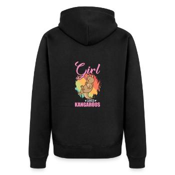 Girl loves Kangaroos Australien - Unisex Premium Bio Zip Hoodie - Schwarz - Hinten - Nico (187cm)