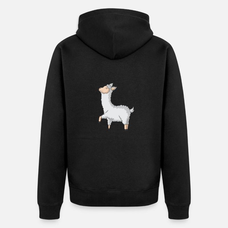 Lama heureux et détendu - Veste à capuche bio Premium Unisexe - noir