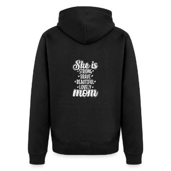 Elle est forte, courageuse, belle, charmante, maman - Veste à capuche bio Premium Unisexe - noir - Dos - Nico (187cm)