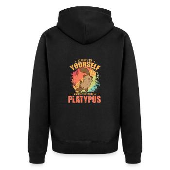 Always be Yourself unless you can be a Platypus - Unisex Premium Organic Zip Hoodie - black - Back - Nico (187cm)