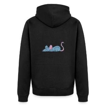 Rat sleeping nature rodent - Unisex Premium Organic Zip Hoodie - black - Back - Nico (187cm)