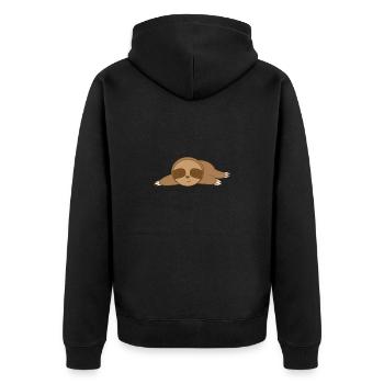 Faultier schläft am Boden - Unisex Premium Bio Zip Hoodie - Schwarz - Hinten - Nico (187cm)