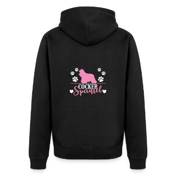 Cocker Spaniel mit Pfotenabdruck - Unisex Premium Bio Zip Hoodie - Schwarz - Hinten - Nico (187cm)