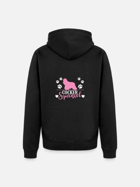 Cocker Spaniel with Paw Print - Unisex Premium Organic Zip Hoodie - black