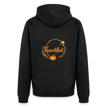 Thankful Truthahn USA Familie Thanksgiving - Unisex Premium Bio Zip Hoodie - Schwarz - Hinten - Nico (187cm)