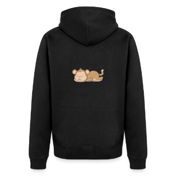 Schlafender Affe - Unisex Premium Bio Zip Hoodie - Schwarz - Hinten - Nico (187cm)