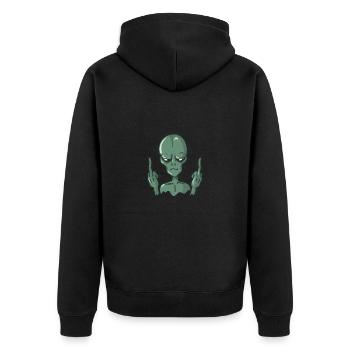 Alien shows middle finger - Unisex Premium Organic Zip Hoodie - black - Back - Nico (187cm)