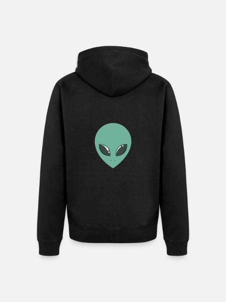 Alien symmetrical head - Unisex Premium Organic Zip Hoodie - black